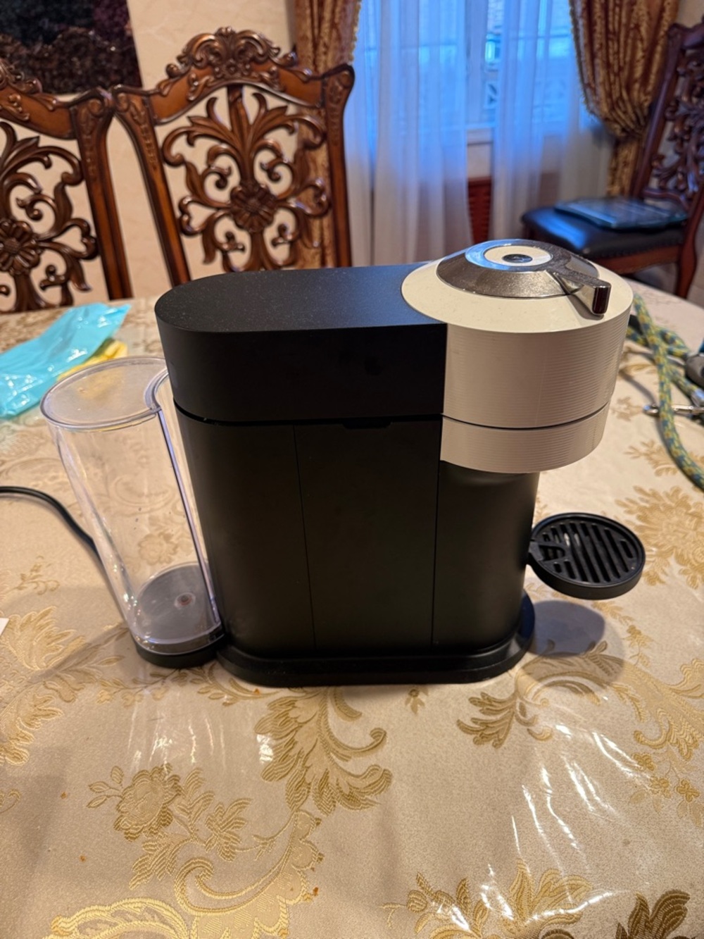Black and Silver Single-Serve Coffee Brewer - Compact Home Espresso Maker